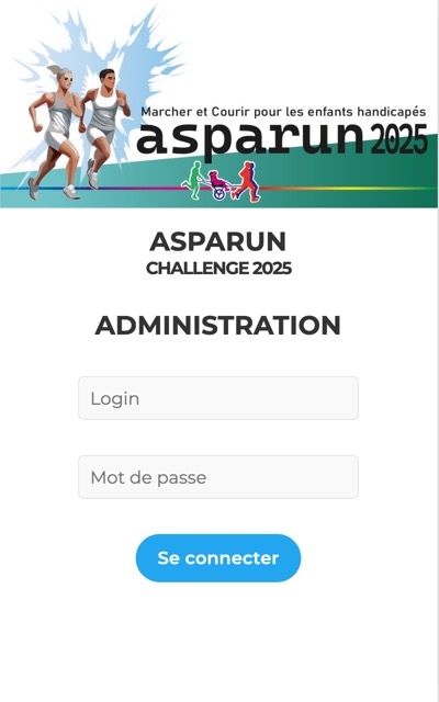 Écran de connexion à l'interface d'administration