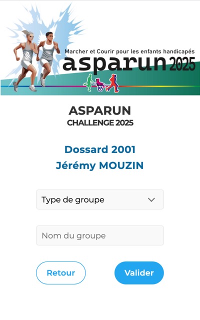 Écran de renseignement du groupe auquel on appartient